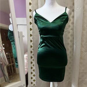 Windsor Emerald Green Satin Slip Mini Dress